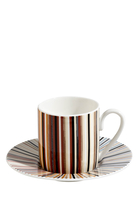 Jenkins Stripe Coffee Cup & Saucer, Set of 6